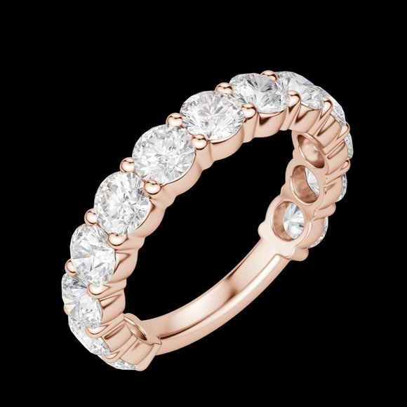 Round Cut Semi-Eternity Band (2 3/4 Tcw), Lab Grown Diamonds - Picture 7 of 9